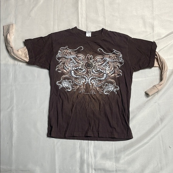 Other - Kids Faux Layered Brown Graphic T-Shirt